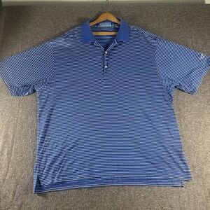 Fairway & Greene Performance Dancing Rabbit Golf Polo XXL 2XL Striped Blue Mens